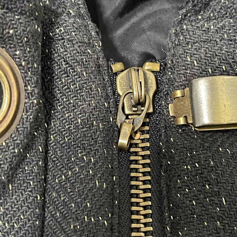 Adidas Respect M.E. Missy Elliott Black Gold Herringbone Toggle Jacket Hooded 38 - Picture 6 of 13